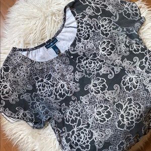 Black and White peasant blouse